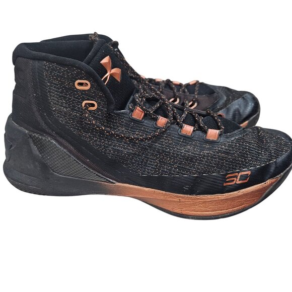 Under Armour Curry 5 Black & Copper High Top Basketball Shoes Size 11.5 - Picture 3 of 9